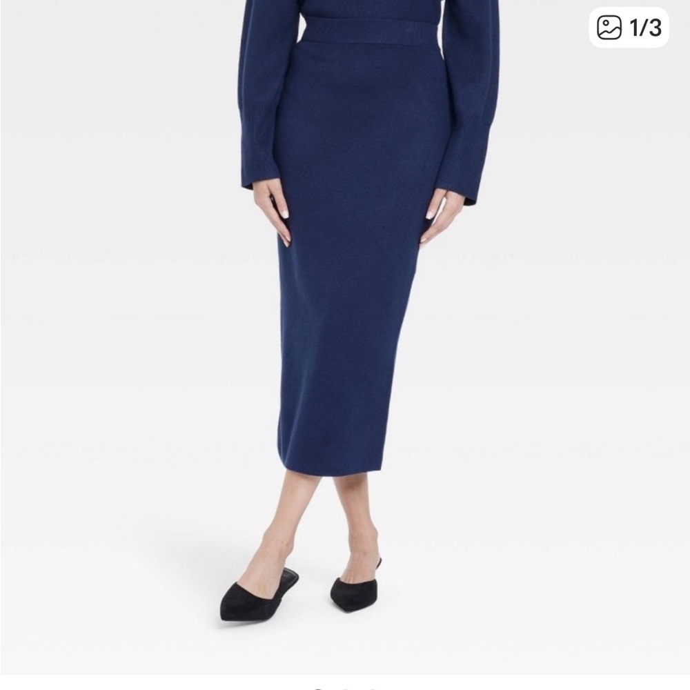 NWOT A New Day Women's Blue Sweater Midi Skirt E15